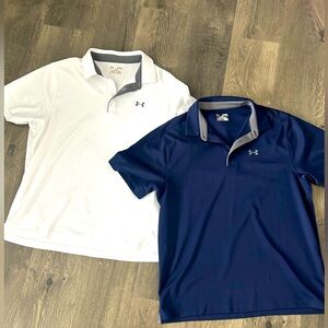Under Armour Polo Shirts- Set of 2 white and Navy men’s XL